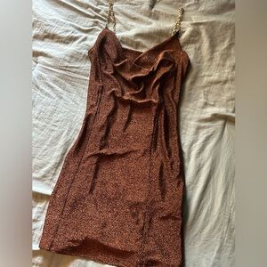 Brown shimmery bodycon dress